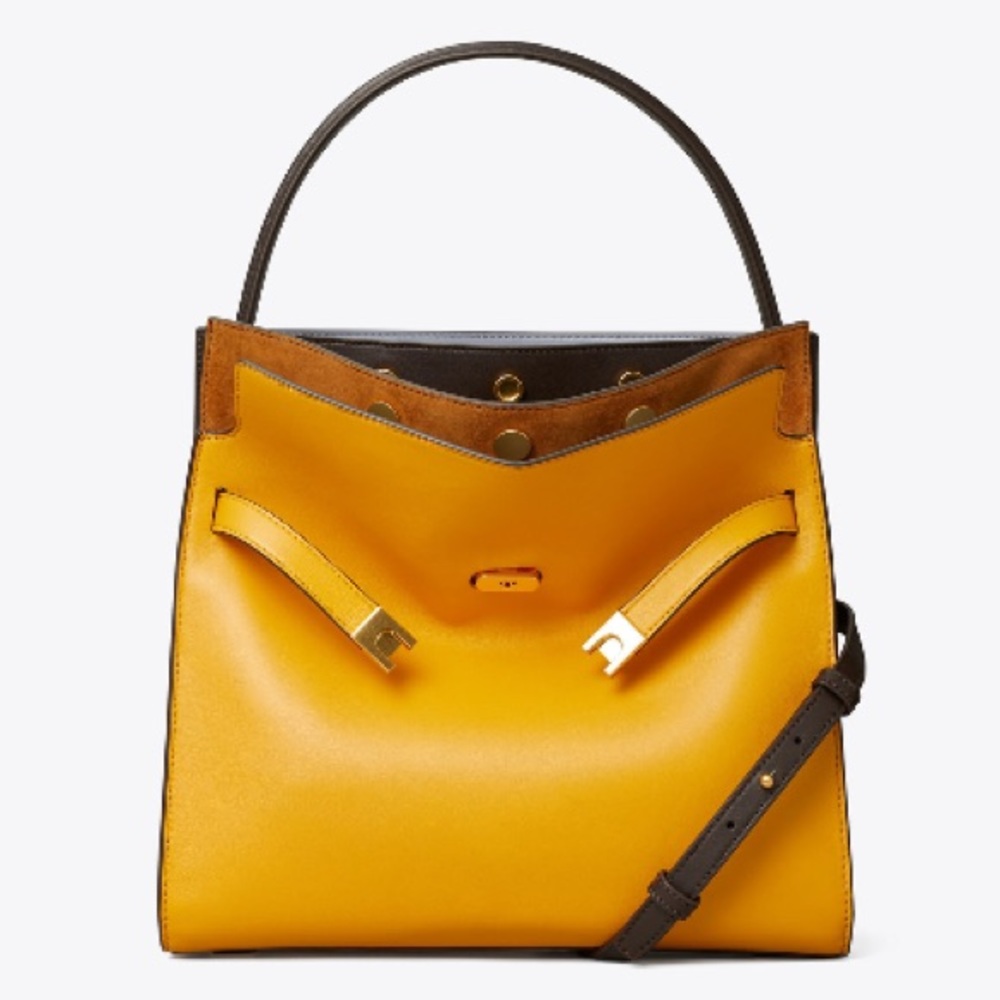Tory Burch Large Lee Radziwill Double Bag Mustard Yellow